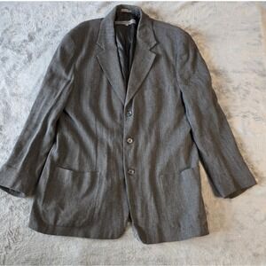 Le Collezioni Structure Mens XL Blazer Italian Fabric‎ Wool Blend Charcoal Grey